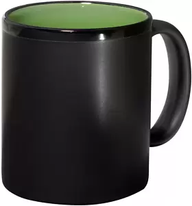 Promo Goods  CM110 11oz Color Karma Ceramic Mug in Black/ lime grn front view