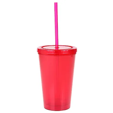 Promo Goods MG206 16oz Double-Wall Tumbler in Translucent red front view