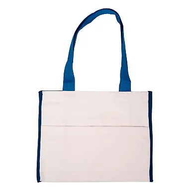 Promo Goods  BG410 Cotton Gusset Accent Box Tote in Navy blue front view