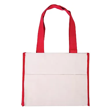 Promo Goods  BG410 Cotton Gusset Accent Box Tote in Red front view