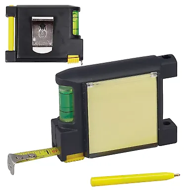 Promo Goods TM109 Level Notepad Tape Measure in Black front view