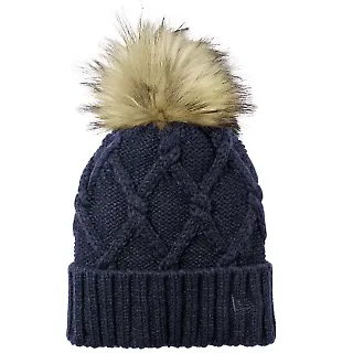 New Era NE911    Faux Fur Pom Beanie in Deepnavy front view