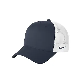 Nike NKFN9893 Snapback Mesh Trucker Cap in Navy/white front view