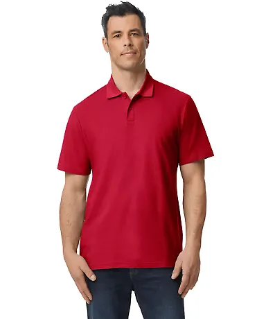 Gildan 64800 Men's Softstyle Double Pique Polo in Cherry red front view