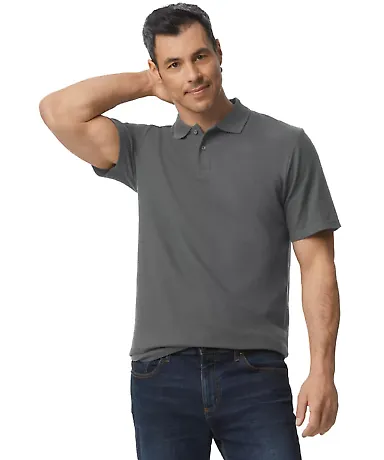 Gildan 64800 Men's Softstyle Double Pique Polo in Charcoal front view