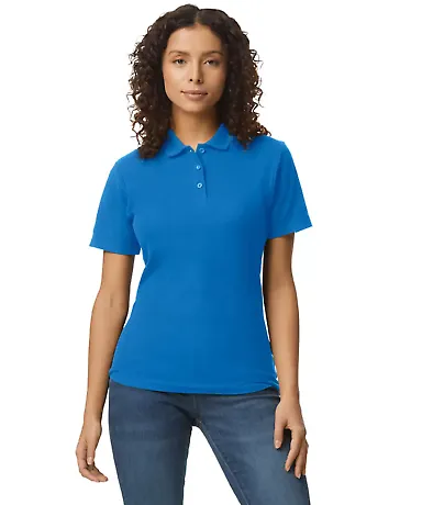 Gildan 64800L Ladies' Softstyle Double Pique Polo in Royal front view