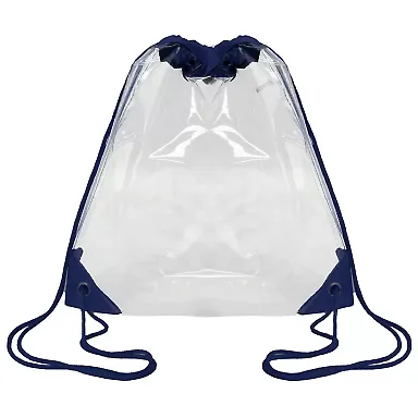 Liberty Bags OAD5007 Clear Drawstring Pack in Navy front view