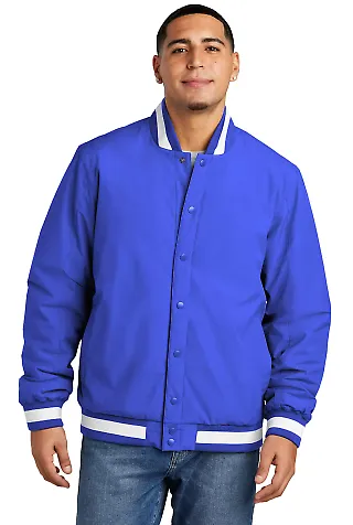 Sport Tek JST58 Sport-Tek Insulated Varsity Jacket in Trueroyal front view