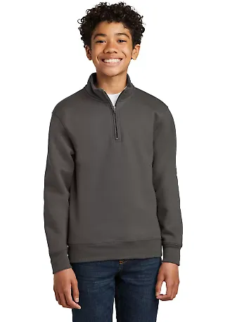 Port & Company PC78YQ    Youth Core Fleece 1/4-Zip in Charcoal front view