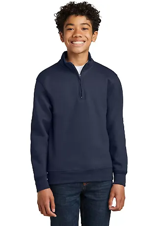 Port & Company PC78YQ    Youth Core Fleece 1/4-Zip in Navy front view
