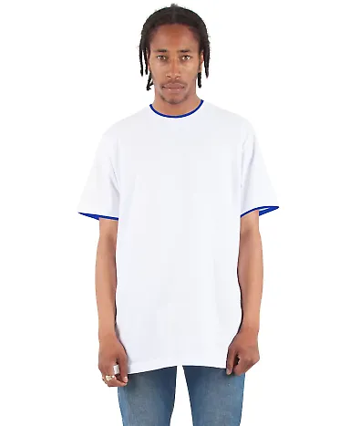 Shaka Wear SHDLT Adult 5.9 oz., Double Layer Short in White/ royal front view