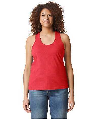 Gildan G672L Ladies' Softstyle CVC Racerback Tank in Red mist front view