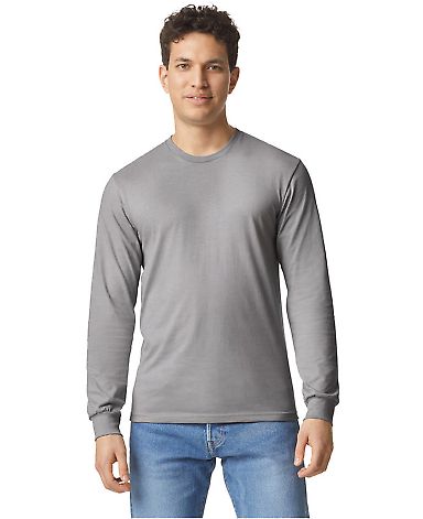 Gildan G674 Unisex Softstyle CVC Long Sleeve T-Shi in Cement front view