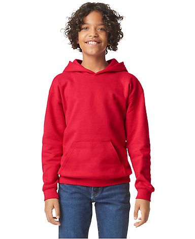 Gildan SF500B Youth Softstyle Midweight Fleece Hoo in Red front view