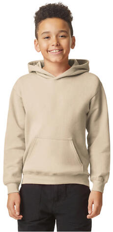 Gildan SF500B Youth Softstyle Midweight Fleece Hoo in Sand front view
