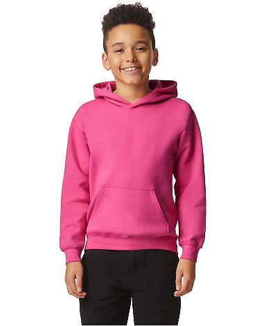 Gildan SF500B Youth Softstyle Midweight Fleece Hoo in Pink lemonade front view