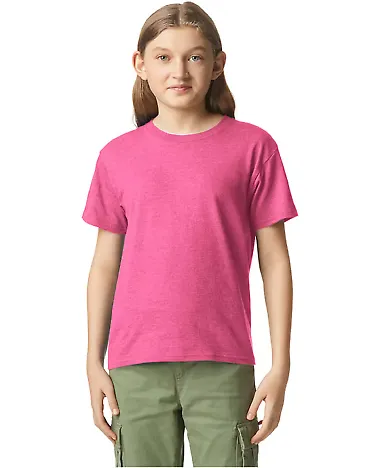 Gildan G670B Youth Softstyle CVC T-Shirt in Pink lemnde mist front view