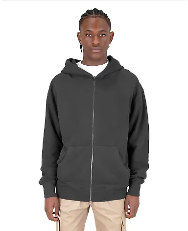 Shaka Wear SHGDZ Men's Garment Dye Double-Zip Hood in Shadow front view