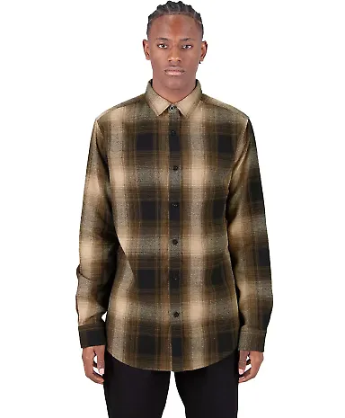 Shaka Wear SHHFS Men's Plaid Flannel Overshirt in Brown/ black front view