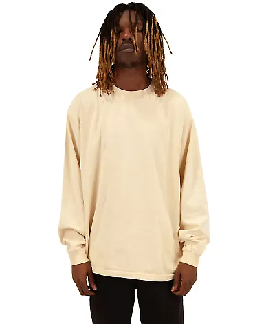 Shaka Wear SHGDLS Men's Garment Dyed Long Sleeve T in Cream front view