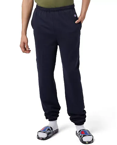 Champion Clothing P950 Powerblend® Sweatpants wit in Navy front view