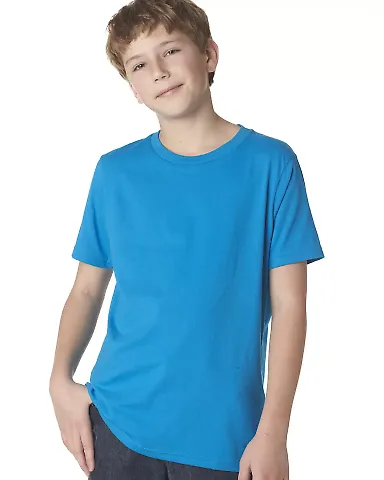 Next Level 3310 Boy's S/S Crew  in Turquoise front view