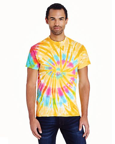 H1000 Tie-Dyes Adult Tie-Dyed Cotton Tee in Aurora front view