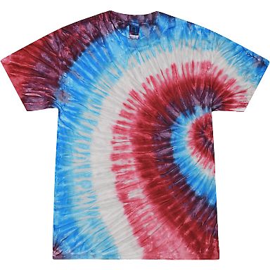 H1000 Tie-Dyes Adult Tie-Dyed Cotton Tee in Fire cracker front view