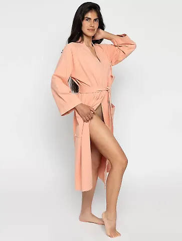 Los Angeles Apparel 1247GD Heavy Jersey House Robe in Deep peach front view