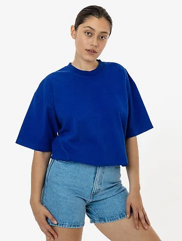 Los Angeles Apparel 1801GD Garment Dye Plain Crew in Cobalt blue front view
