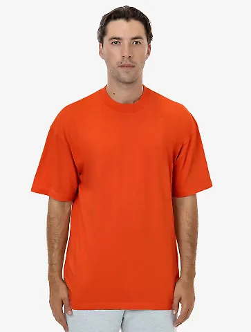 Los Angeles Apparel 1801GD S/S Grmnt Dye Crew Neck in Bright orange front view
