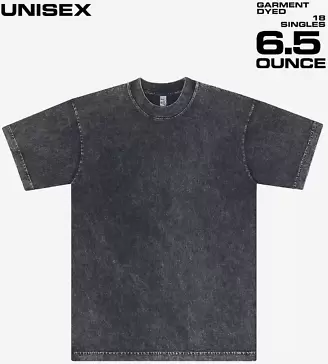 Los Angeles Apparel 1801MW S/S Mineral Wash Crew 6 in Carbon black front view