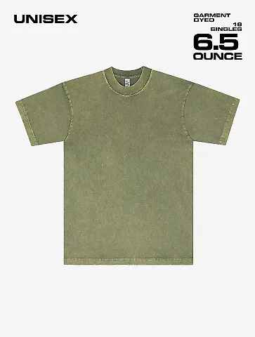 Los Angeles Apparel 1801MW S/S Mineral Wash Crew 6 in Matcha front view