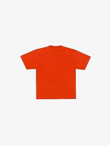 Los Angeles Apparel 18101GD Youth S/S Grmnt Dye Te in Bright orange front view