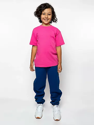 Los Angeles Apparel 18101GD Youth S/S Grmnt Dye Te in Paradise pink front view