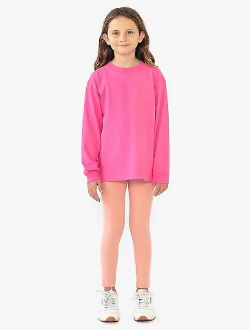 Los Angeles Apparel 18107GD Kids 6.5oz L/S Grmnt D in Paradise pink front view