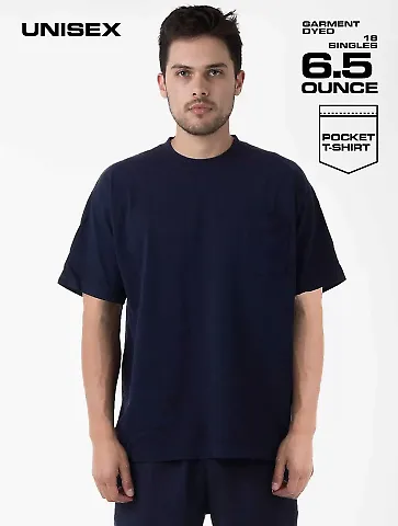 Los Angeles Apparel 1809GD S/S Pocket Tee in Navy front view