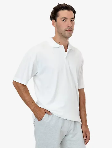 Los Angeles Apparel 18412GD Short Sleeve Polo T-Sh in White front view