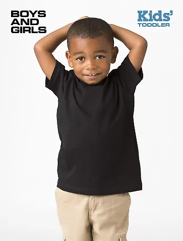 Los Angeles Apparel 21005 Toddler Fine Jersey S/S  in Black front view