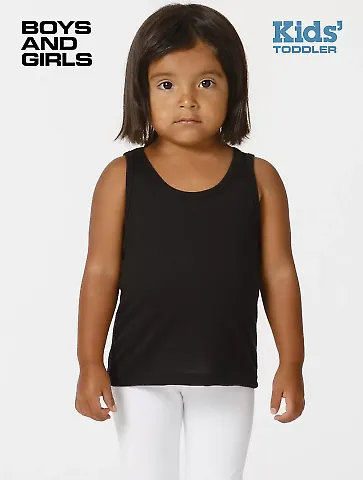 Los Angeles Apparel 21008 Toddler Fine Jersey Tank in Black front view