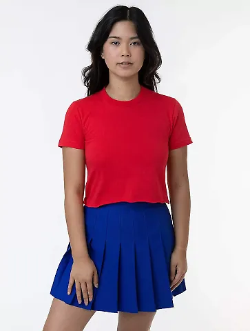 Los Angeles Apparel 23302 FINE JERSEY S/S CROP T in Red front view