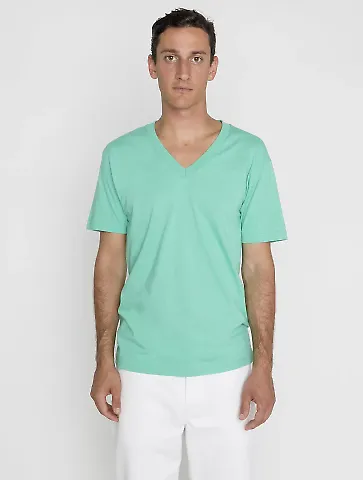 Los Angeles Apparel 24056 S/S Fine Jersey V-Neck 4 in Mint front view