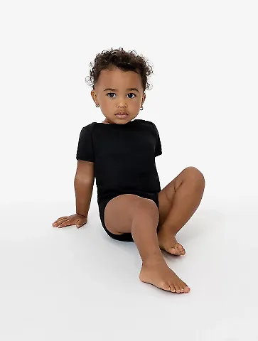 Los Angeles Apparel 40001 BABY RIB INFANT S/S ONES in Black front view
