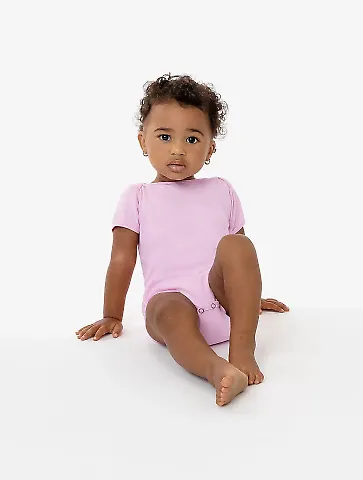 Los Angeles Apparel 40001 BABY RIB INFANT S/S ONES in Pink front view