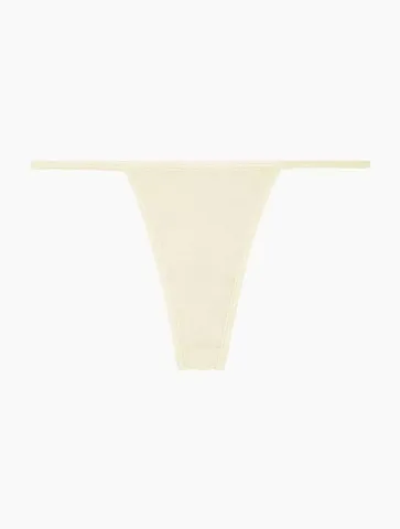 Los Angeles Apparel 43013 Baby Rib Thong in Creme front view