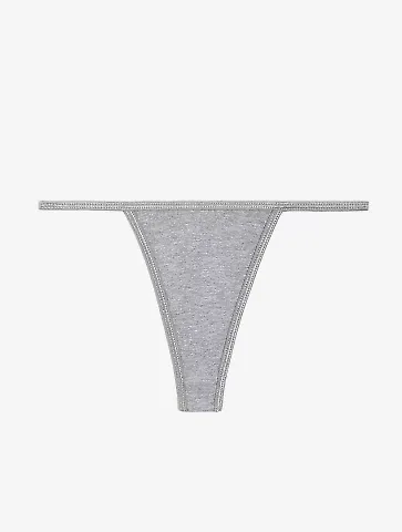 Los Angeles Apparel 43013 Baby Rib Thong in Heather grey front view
