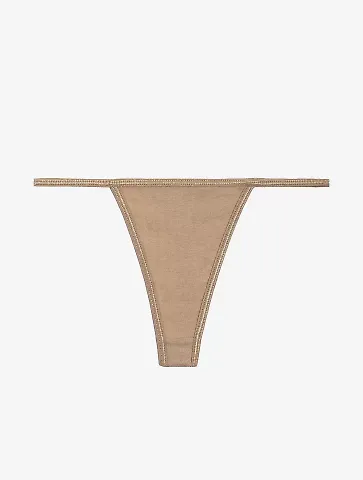 Los Angeles Apparel 43013 Baby Rib Thong in Hazelnut front view