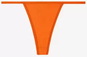 Los Angeles Apparel 43013 Baby Rib Thong in Orange front view