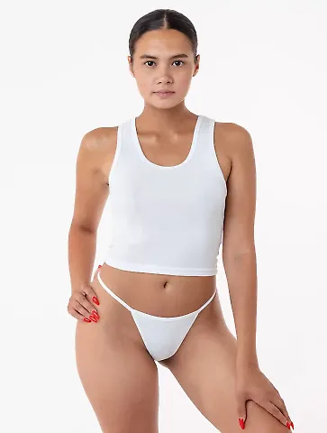 Los Angeles Apparel 43013 Baby Rib Thong in White front view