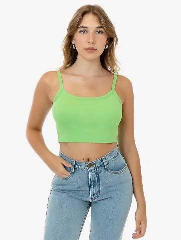 Los Angeles Apparel 43016 Baby Rib Spaghetti Crop  in Light green front view